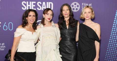 (l-r): Jodi Kantor, Zoe Kazan, Megan Twohey, and Carey Mulligan