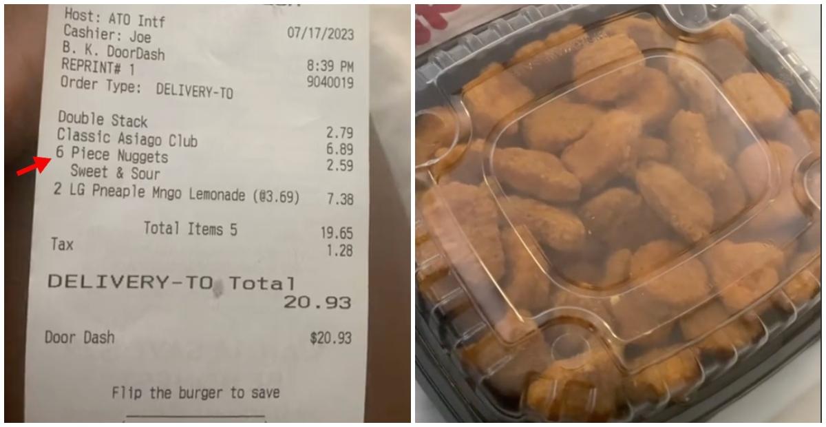 screenshot of wendy's receipt and nuggets