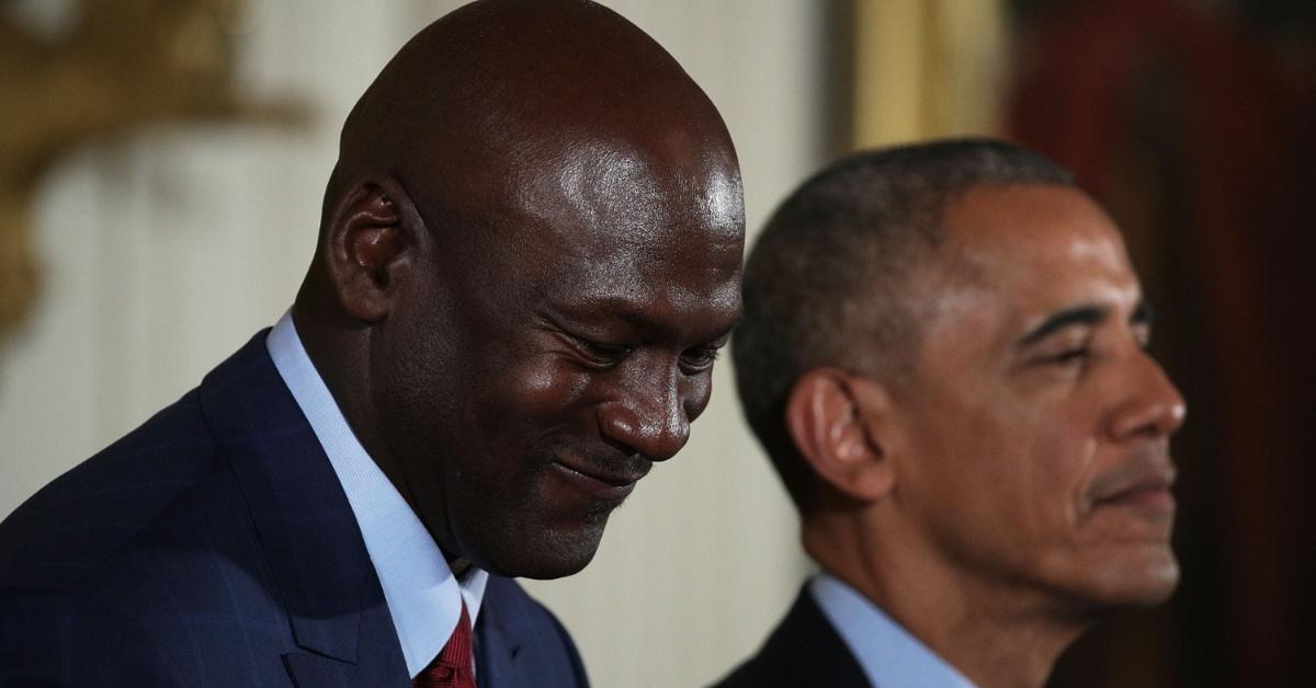 Michael Jordan and Barack Obama photographed candidly
