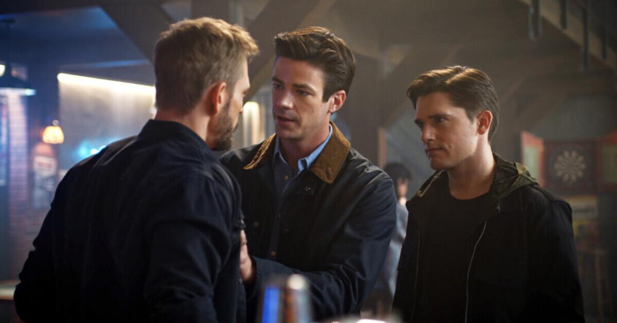 Jon Cor, Grant Gustin and Andy Mientus in 'The Flash.'