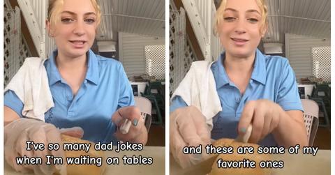 A waitress hands out free dad jokes on TikTok.