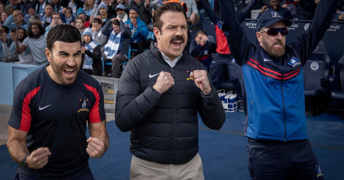 Roy Kent, Ted Lasso, and Coach Beard in 'Ted Lasso' Season 3
