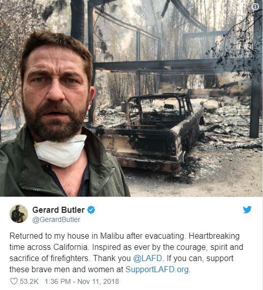 gerard butler wildfire tweet