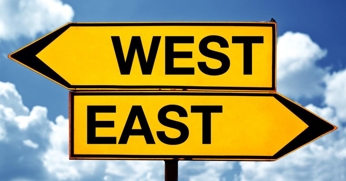 east or west opposite signs picture id