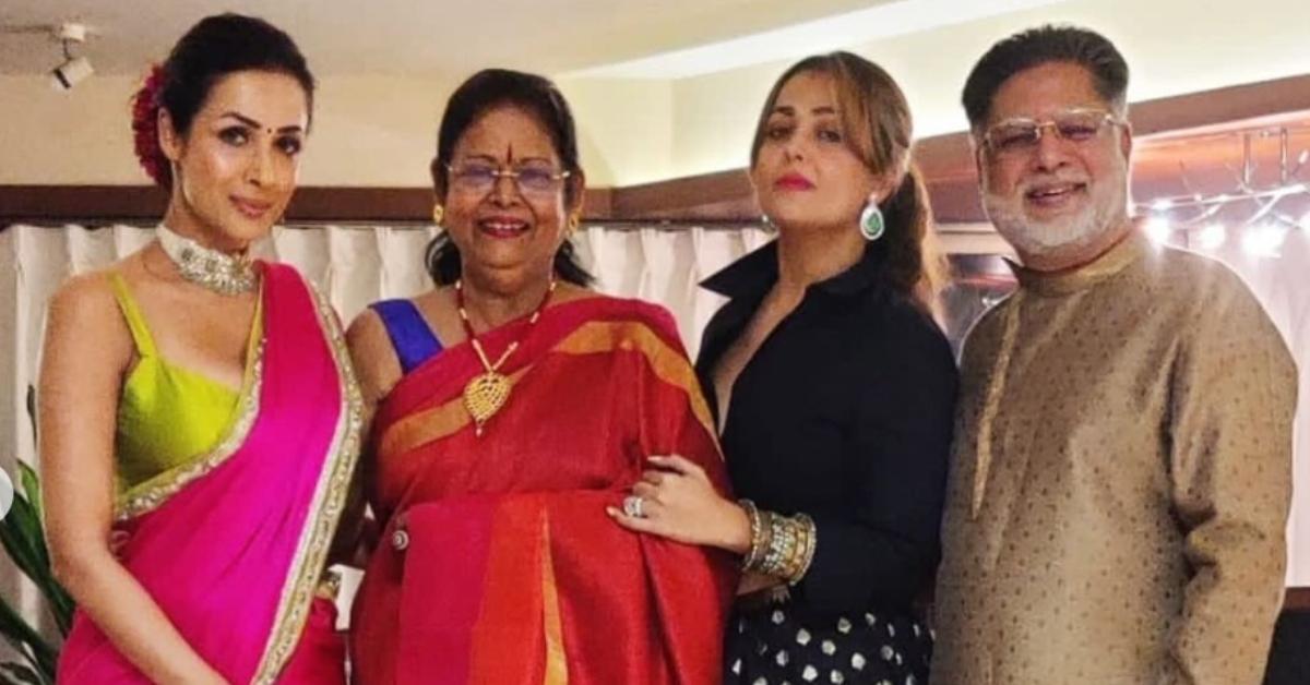 Malaika Arora poses with her family, including her father, Anil Arora