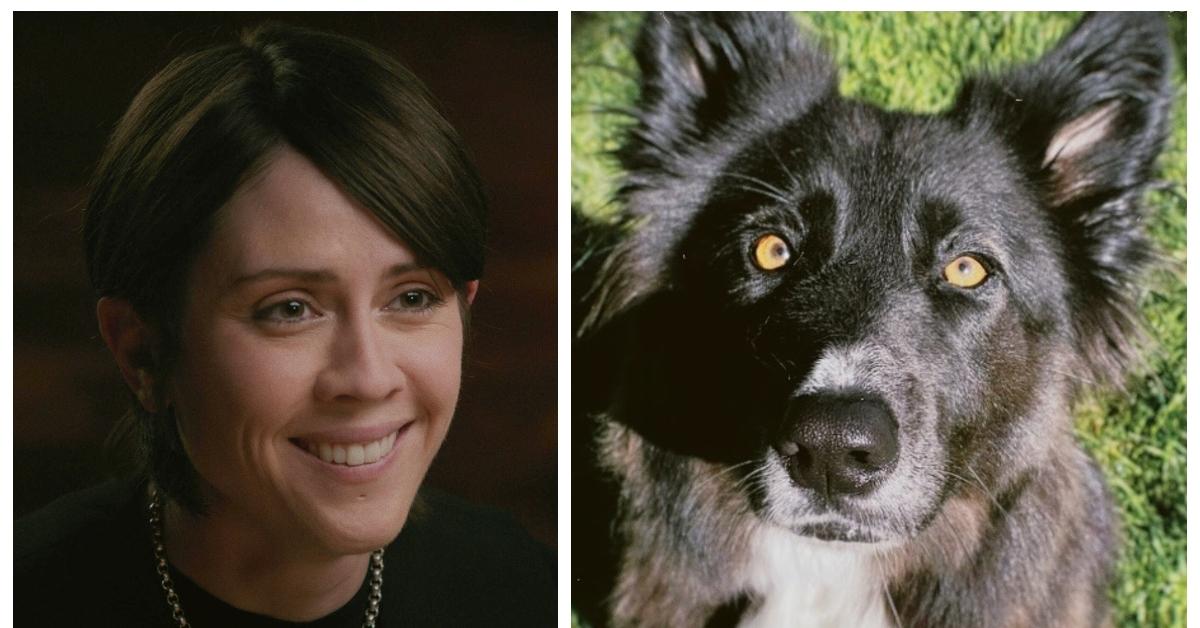 (L-R): Tegan Quin smiling; Tegan's dog Georgia