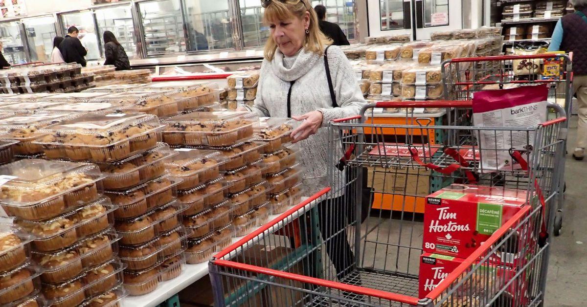 A customer shops for groceries at a Costco store