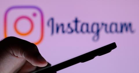Instagram logo and an iPhone