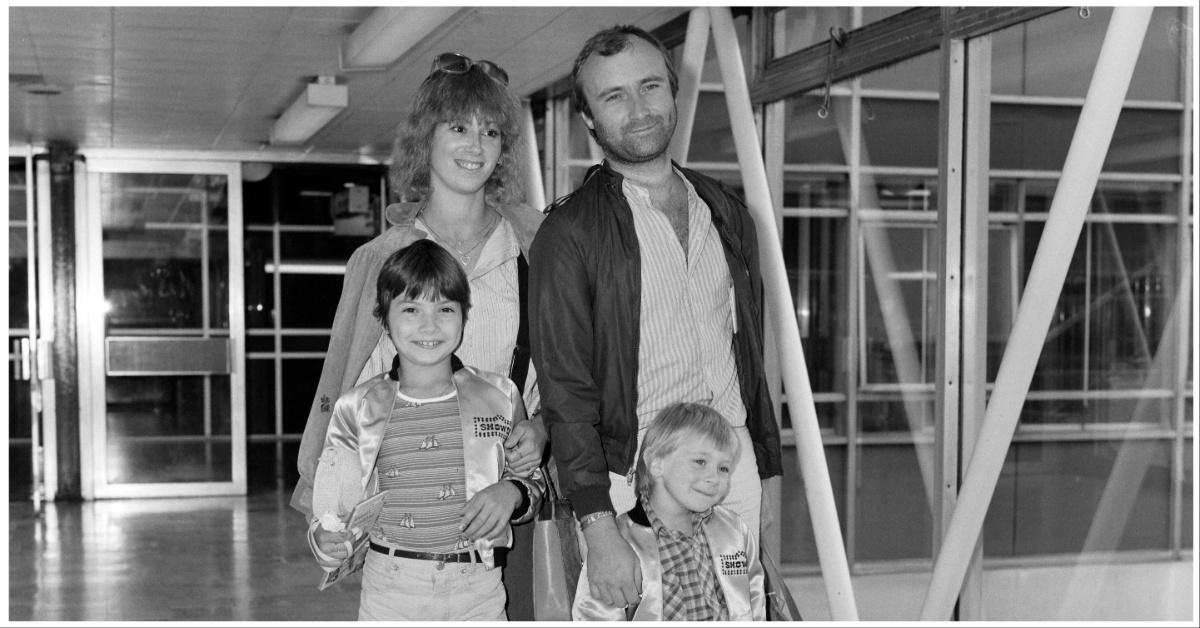 Phil Collins in 1982 with his second wife, Jill Tavelman, and his children, Joely and Simon, with ex-wife, Andrea Bertorelli.