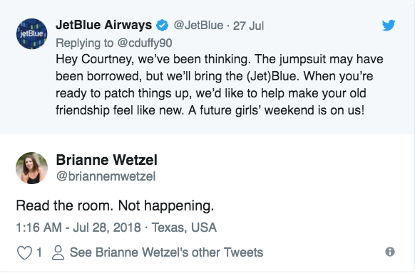 bridesmaid jetblue twitter