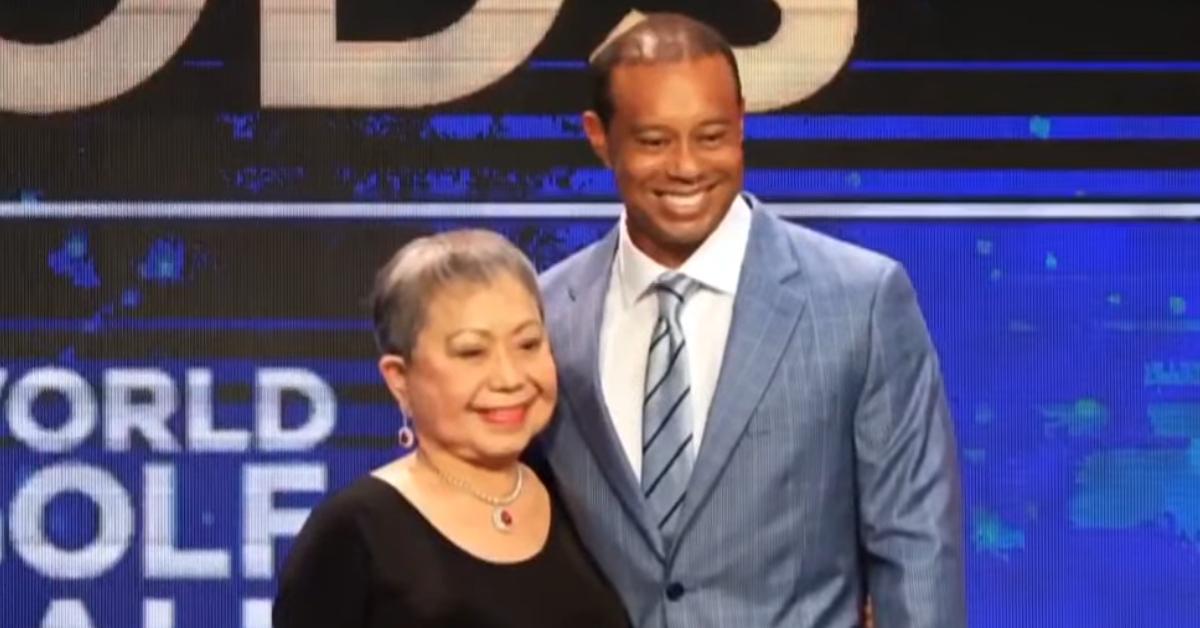 Tiger Woods and his mom, Kultida Woods, at his World Golf Hall of Fame induction.