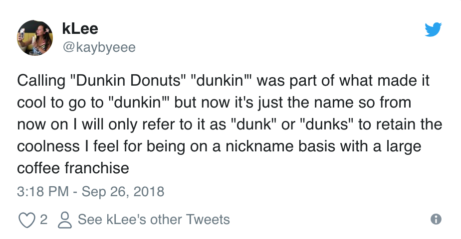 dunkin donuts name change