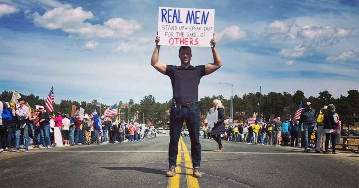 Ken McNickle at a protest.