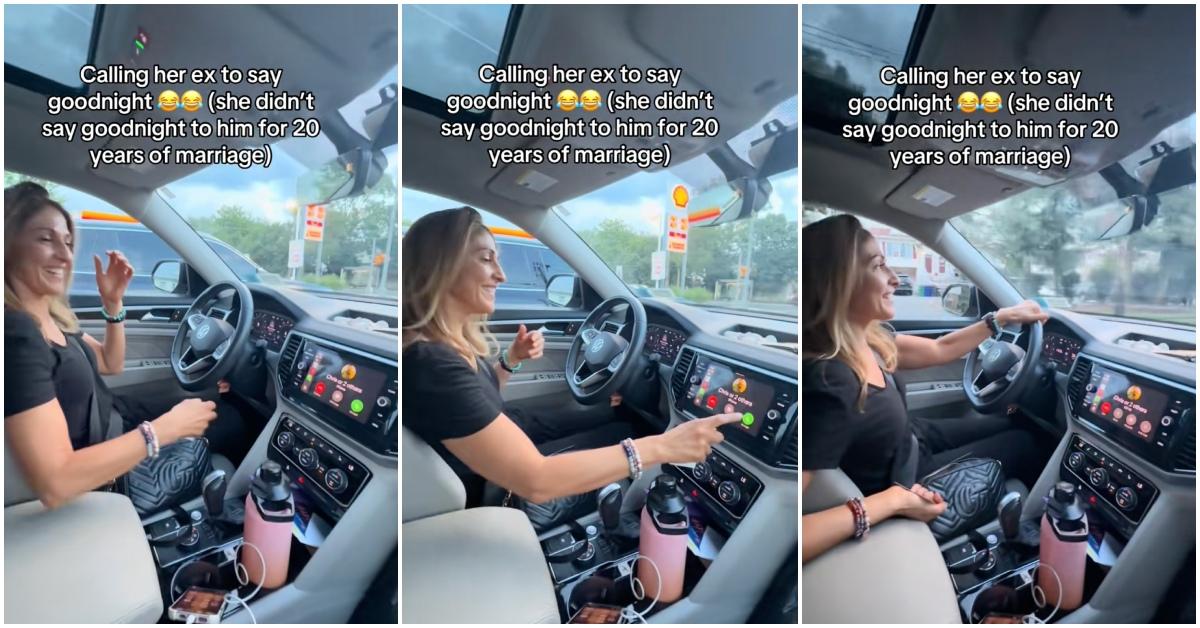 Women participates in the "calling exes to say goodnight" trend on TikTok.