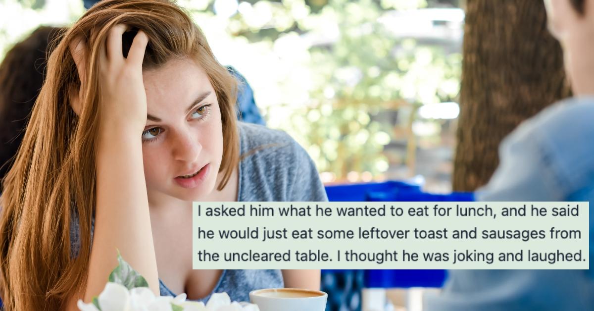 woman on lunch date unhappy with man