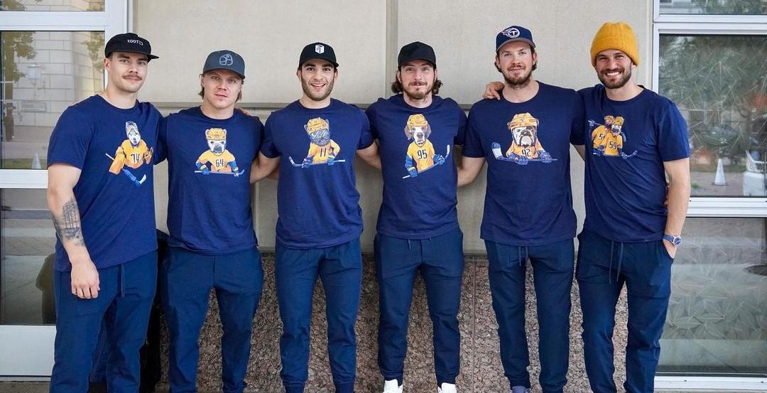 Ryan Johansen and his teammates from the Nashville Predators.