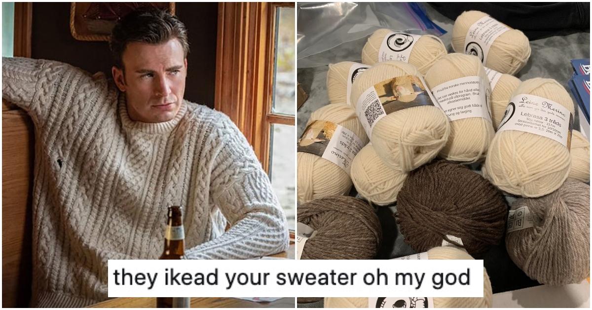 Guy Wanted Chris Evans' 'Knives Out' Sweater, Accidentally Ordered a Bunch  of Yarn