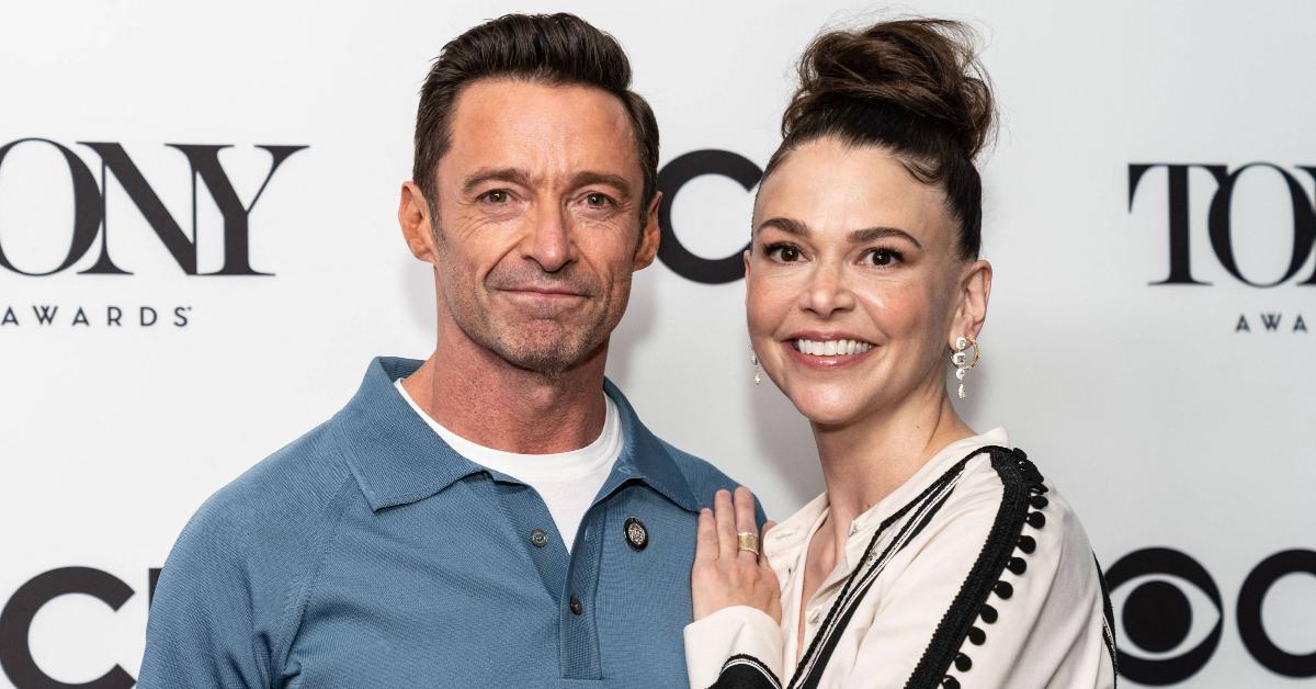 Hugh Jackman and Sutton Foster attend the 75th Annual Tony Awards "Meet the Nominees" event in May 2022.