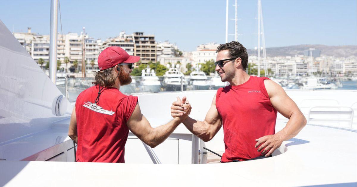 Deckhands greet eachother on 'Below Deck Med'