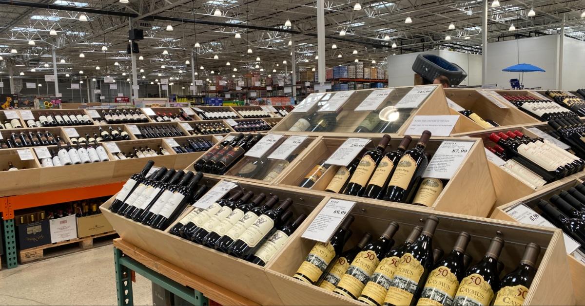 A wine display at Costco.