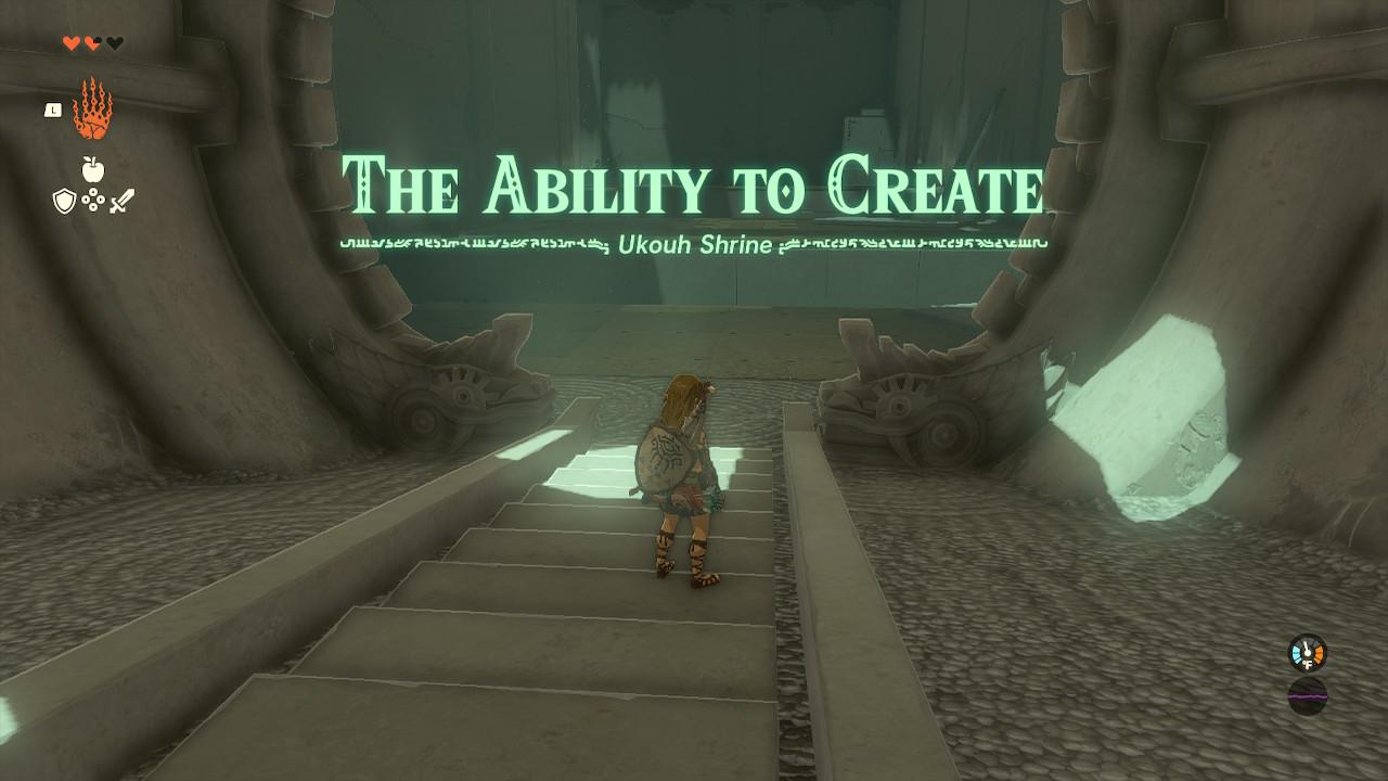 Link at the start of the Ukouh Shrine in 'Tears of the Kingdom'