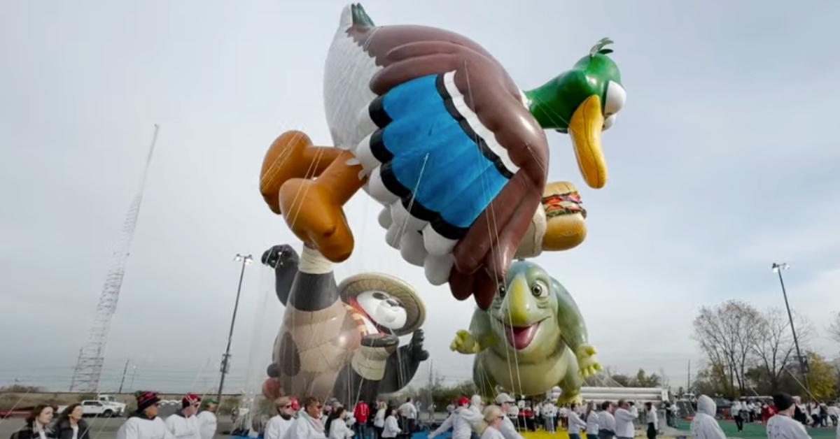 Kung Fu Panda's Po, Leo's Leo, and Migration's Uncle Dan balloons for the Macy's Thanksgiving Day Parade 2023