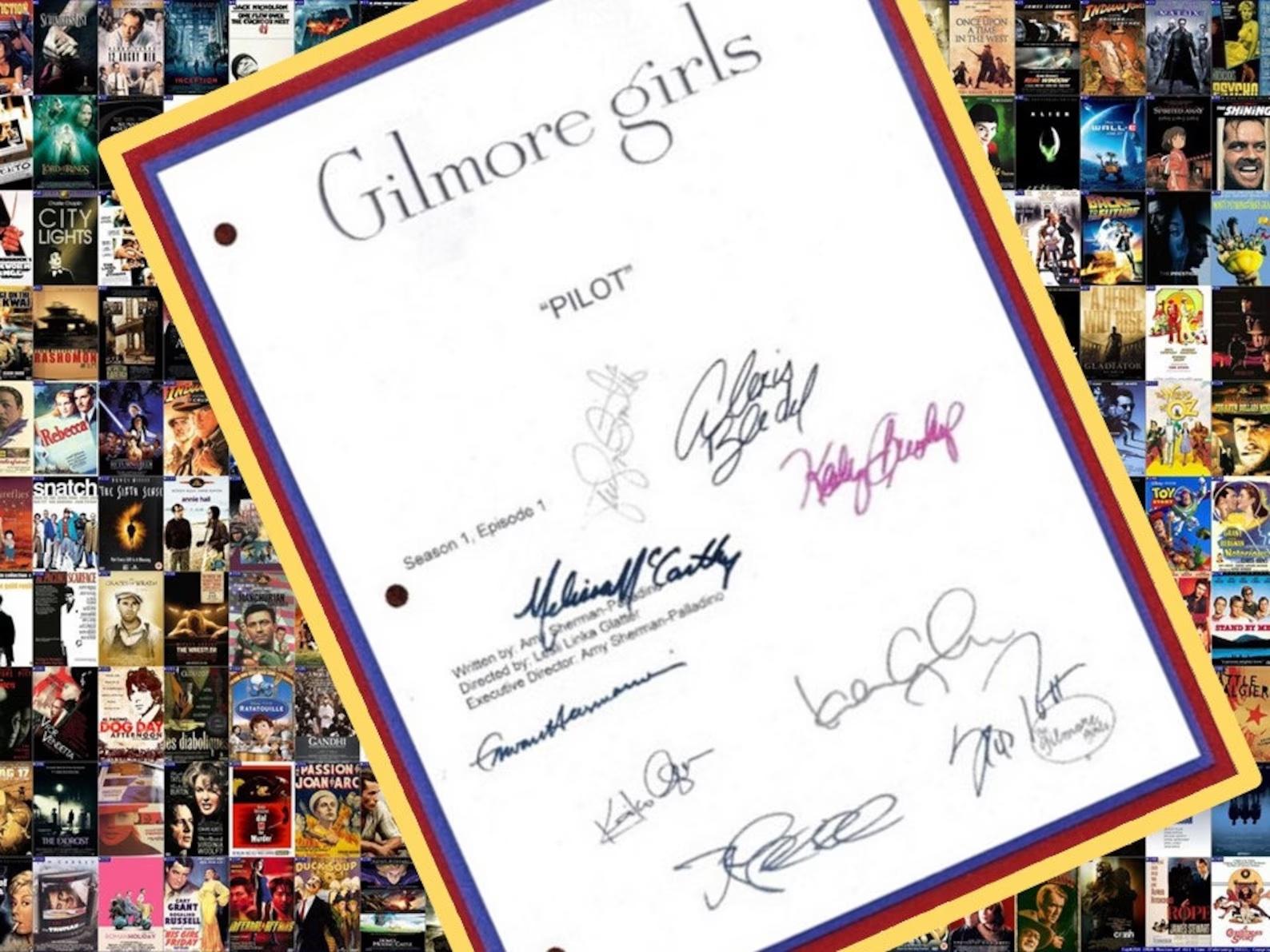 signed copy of the script for the pilot of Gilmore Girls