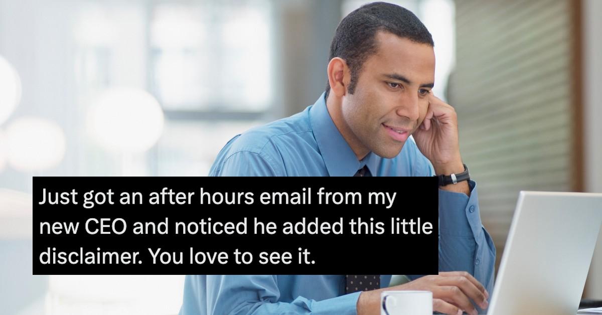 man sends email on laptop with tweet