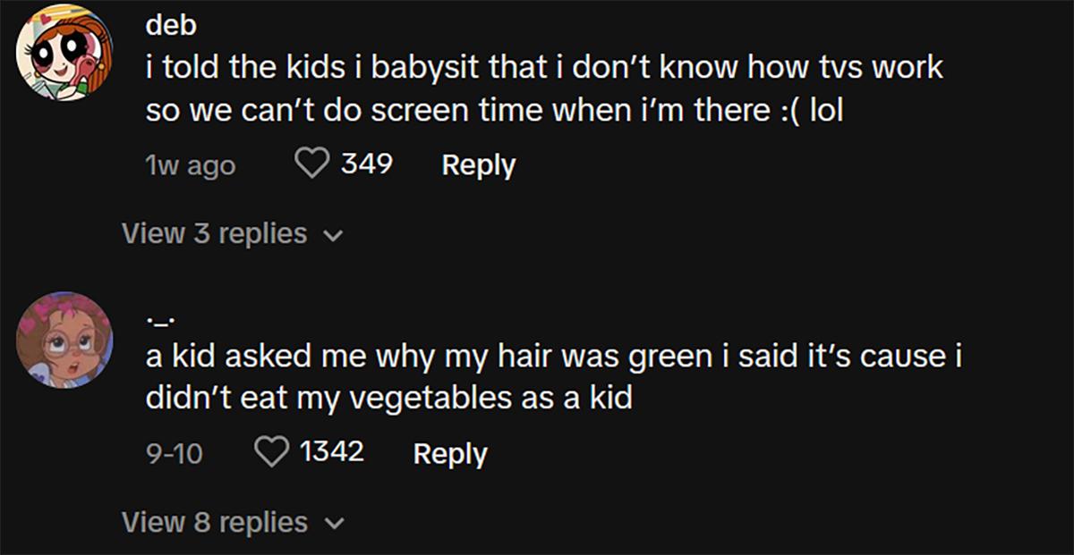 Comments on tiktok about funny lies parents tell their kids