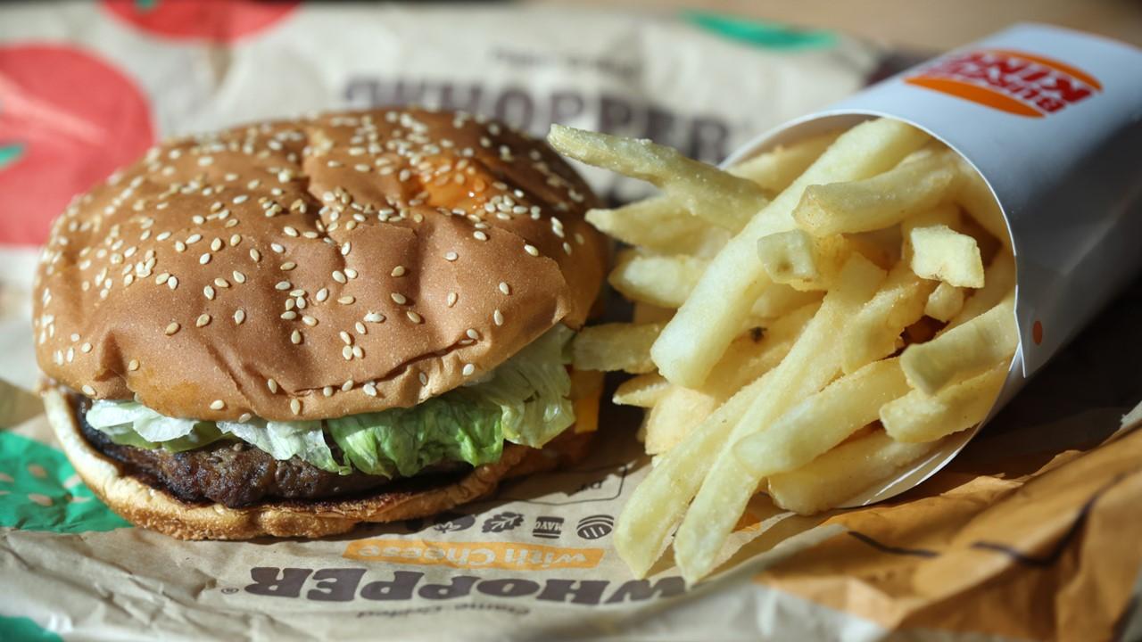 A Burger King Whopper and fries