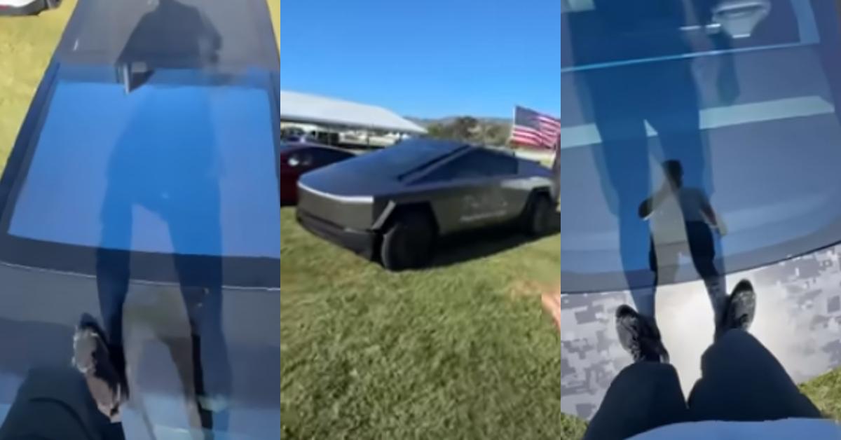 Tesla Fan Breaks Cybertruck Windshield Demonstrating Toughness