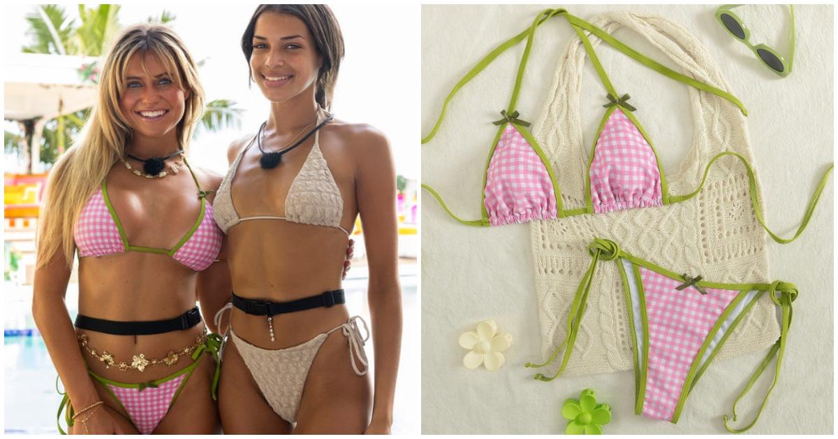 kenzie gingham bikini shein