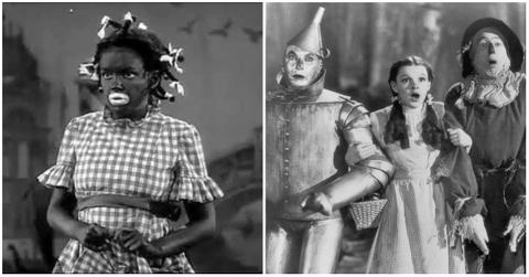 (l-r): Judy Garland in 'Everybody Sing' and 'The Wizard of Oz'