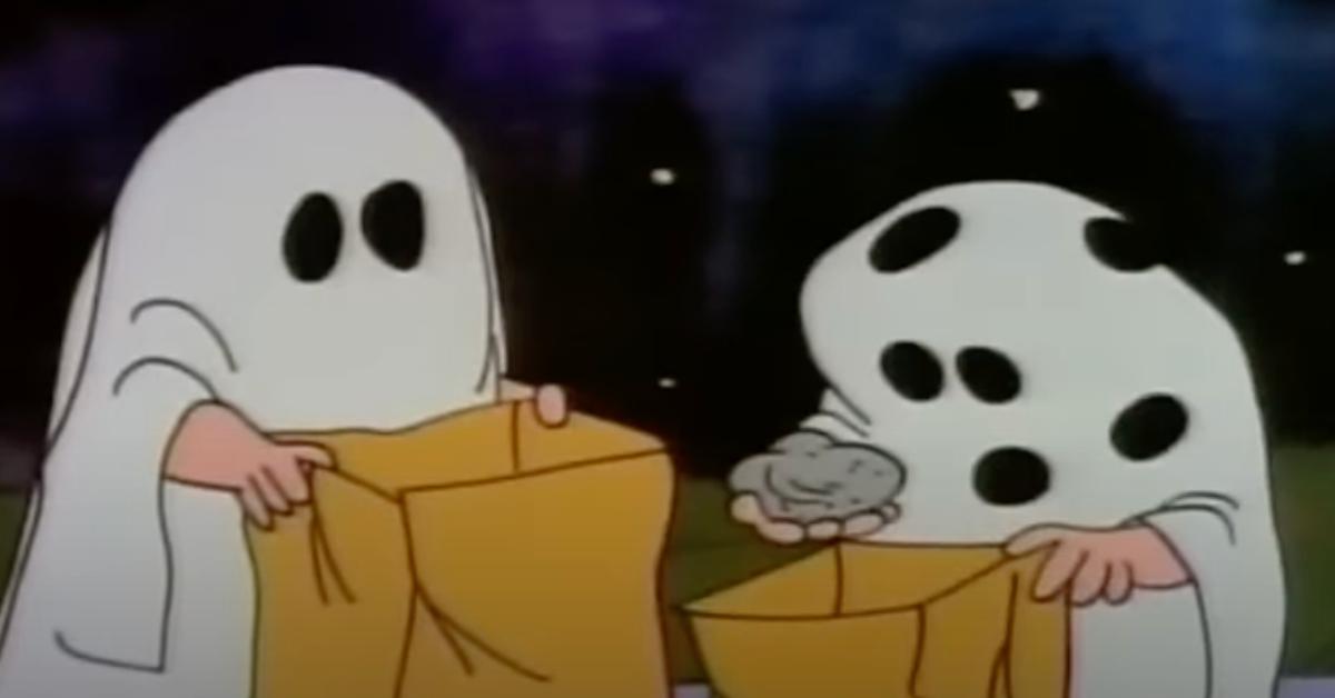 The scene where Charlie Brown gets rocks in his bag on Halloween.