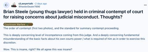 Legal discussion about Brian Steel's contempt of court