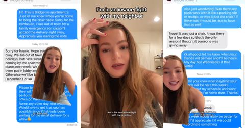 Neighbor steals brand new desk chair