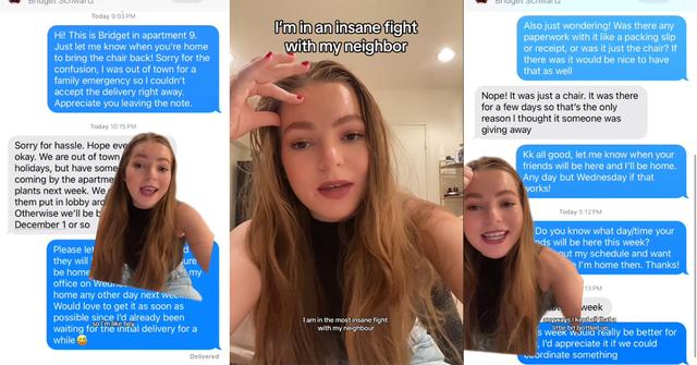 Neighbor steals brand new desk chair