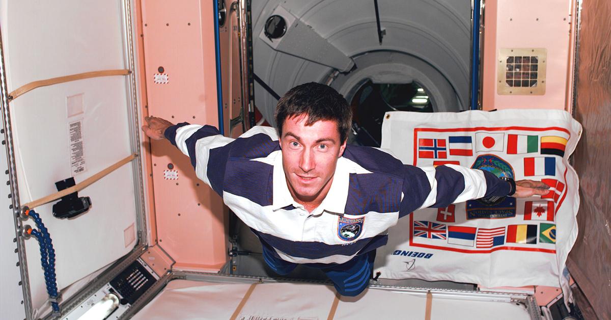 Sergei Krikalev in space in 1998