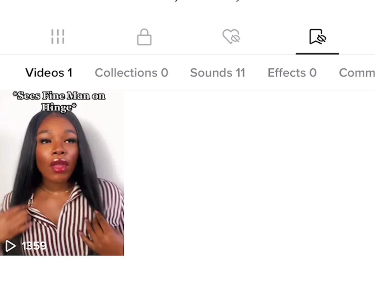 Captura de tela da página dos favoritos de Tiktok