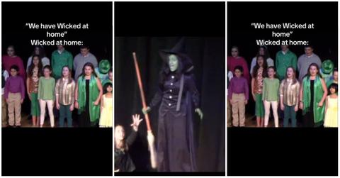 (l-r): kids performing 'Wicked' for a play.