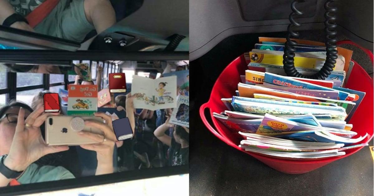 School Bus Driver Keeps A Bucket of Books To Encourage Kids To Read