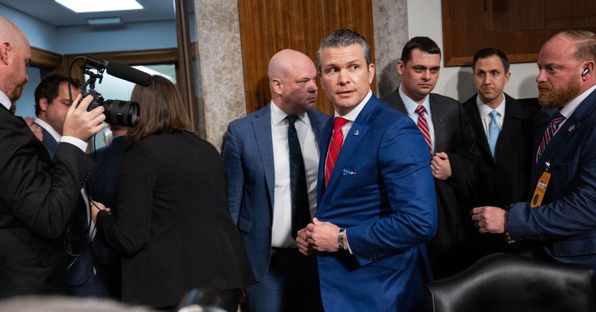 Pete Hegseth at his confirmation hearing in 2025. 