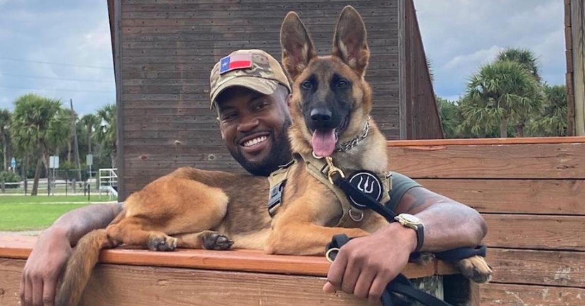 Lawrence Jones and his service dog, Nala.