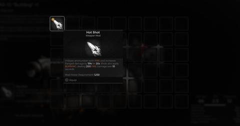 'Remnant II' Mod screen to equip on weapons.
