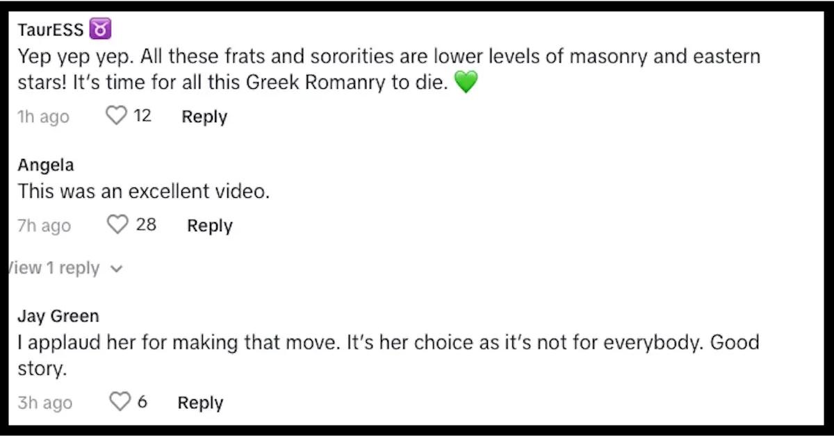 Comments about Zora Sanders denouncing the sorority