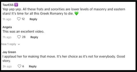Comments about Zora Sanders denouncing the sorority