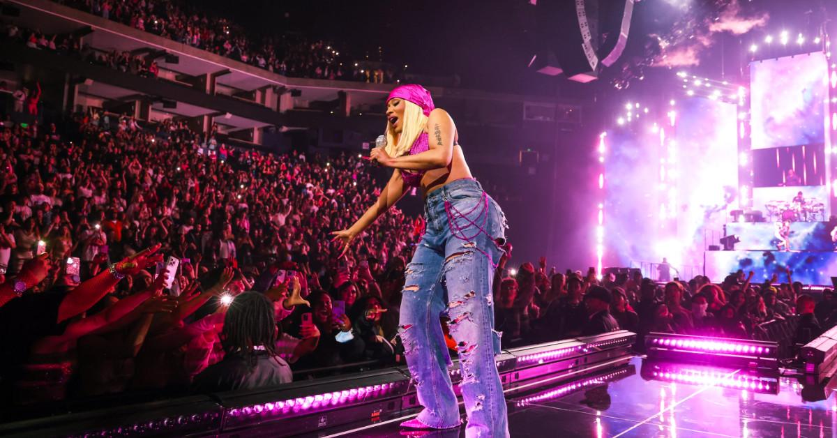 Nicki Minaj performing on stage during her Pink Friday 2 World Tour