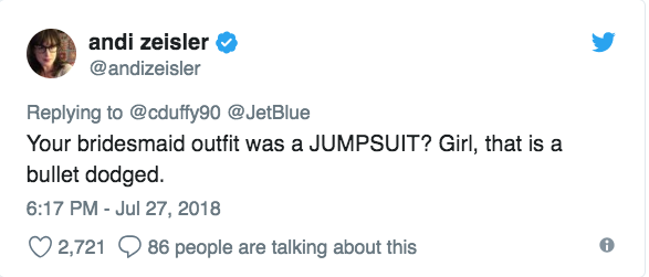 bridesmaid jetblue twitter