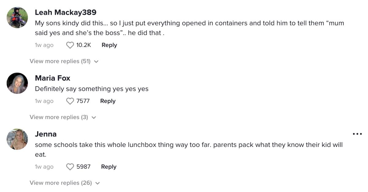 TikTok creators comment on @ashy_anne_ 's story about how her son's teacher didn't open his cake for him because it was unhealthy.