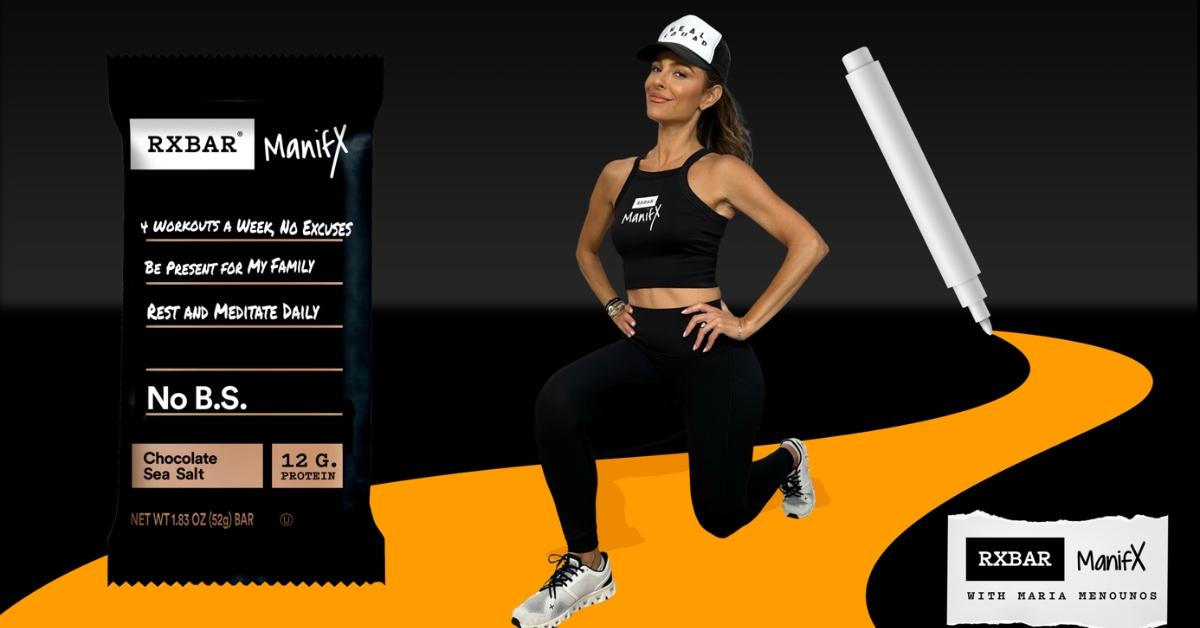 Maria Menounos working out in promotion for RXBAR's new ManiFX bar.